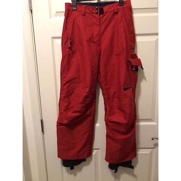 Women's NIKE ACG Snow Pants, Size 8-10, Red Orange with Blue Piping - Picture 2 of 16